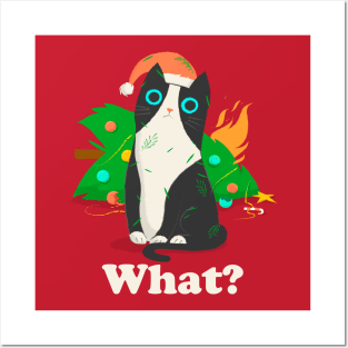 Cat What - Christmas Tree Posters and Art